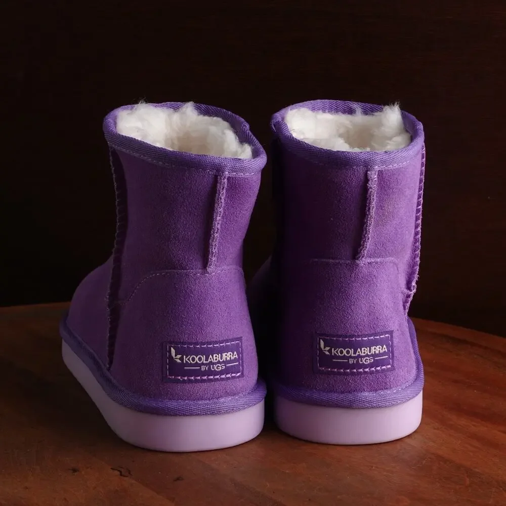 UGG Koolaburra Boot Girl SZ 4 Purple Koola Mini Zip Ankle Suede Winter Cozy NWOB